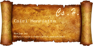 Csiri Henrietta névjegykártya